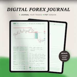 Digital Forex Trading Journal 2024 | iPad & Tablets | Fx Diary Log | Green