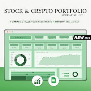 Investment Tracker Stock Crypto Portfolio 2024 Google Sheets Planner Finance Stock Market Trading Journal Spreadsheet Organize Dashboard