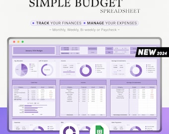 Haushaltsplaner 2024 Wochenbudget Monatsbudget Jahresbudget Gehaltscheck Budget Google Sheets Budgetplaner Budget Template Tracker