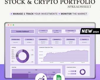 Investment Tracker Stock Crypto Portfolio 2024 Google Sheets Planner Finance Stock Market Trading Journal Spreadsheet Dashboard Organize