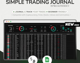 Simple Trading Journal 2024 Backtesting Strategy Google Sheets Planner Crypto Trading Finance Trading Market Diary Log Dashboard Spreadsheet