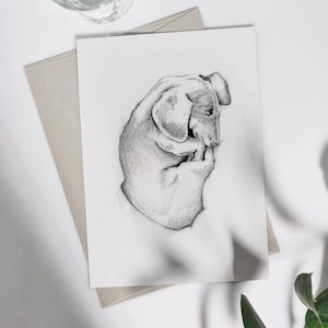 Karta z pozdrowieniami Dachshund, Karta z okazji straty zwierzaka, Karta z wyrazami współczucia dla zwierzaka, Karta z okazji straty psa, Pobieranie cyfrowe, Wydrukowana karta z pozdrowieniami, Natychmiastowe pobieranie