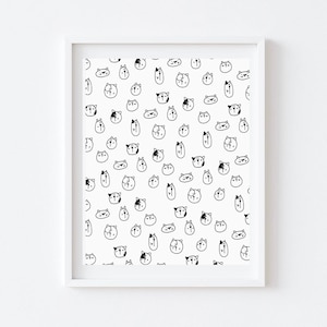Printable Nursery Wall Art | Black and White Nursery Art | Minimalist Nursery Wall Art | Digital Download | Nursery Art Print | Cat Nursery