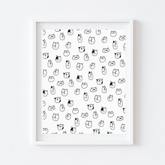 Printable Wall Art | Cat Wall Art | Printable Cat Art | Black and White Cat Art | Printable Art | Cat Wall Decor | Cat Print | Pet Art