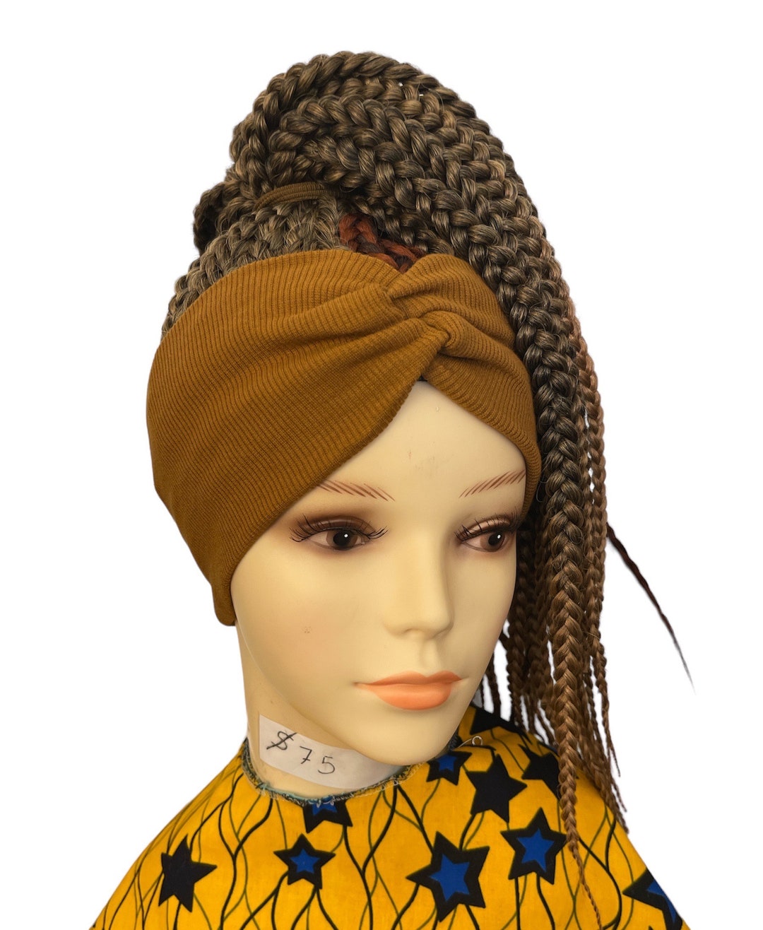 Braided Wig Headband Wigs Box Braid With Headband Attached Etsy