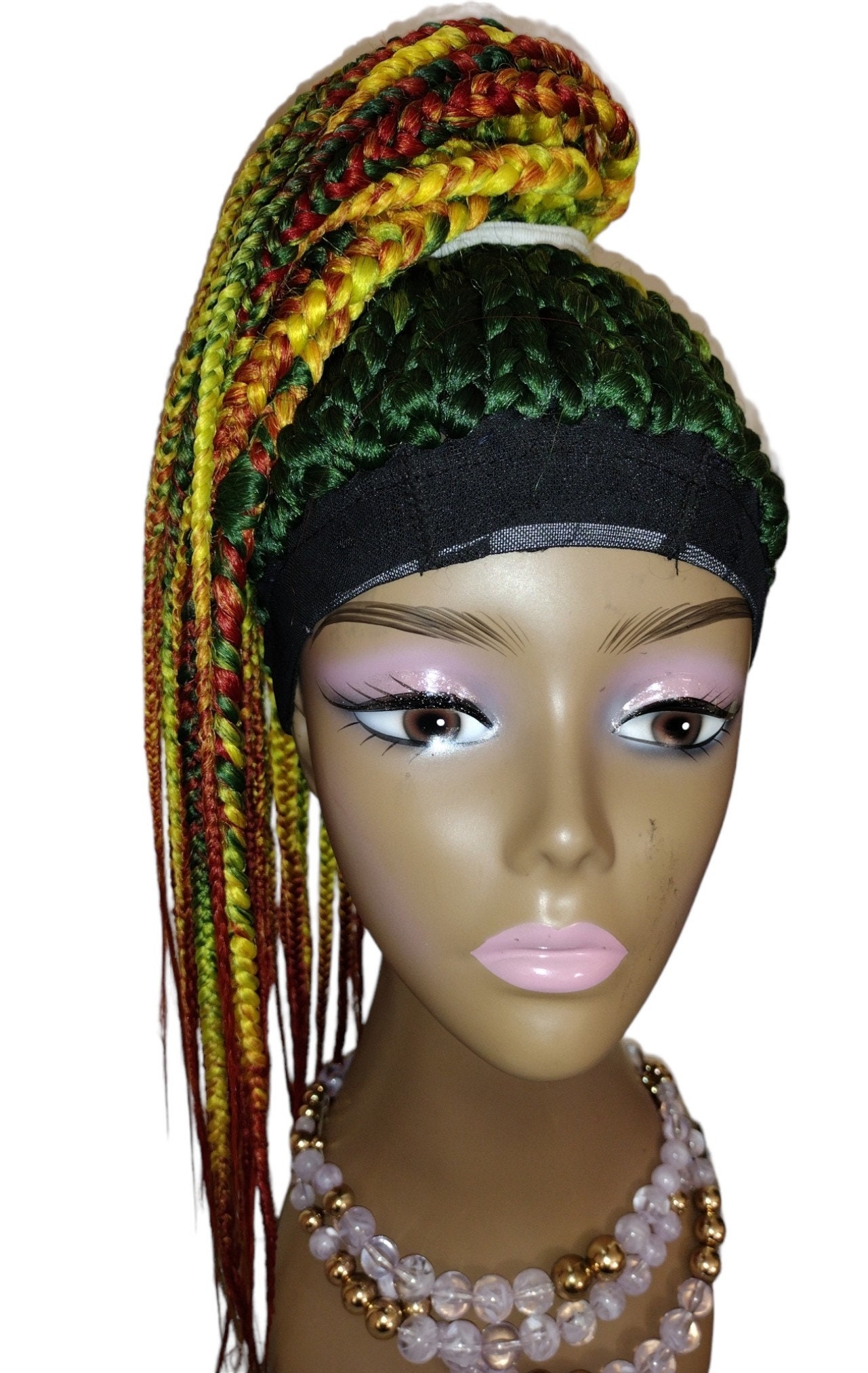 Braided Wig Headband Wigs Box Braid With Headband Attached Etsy