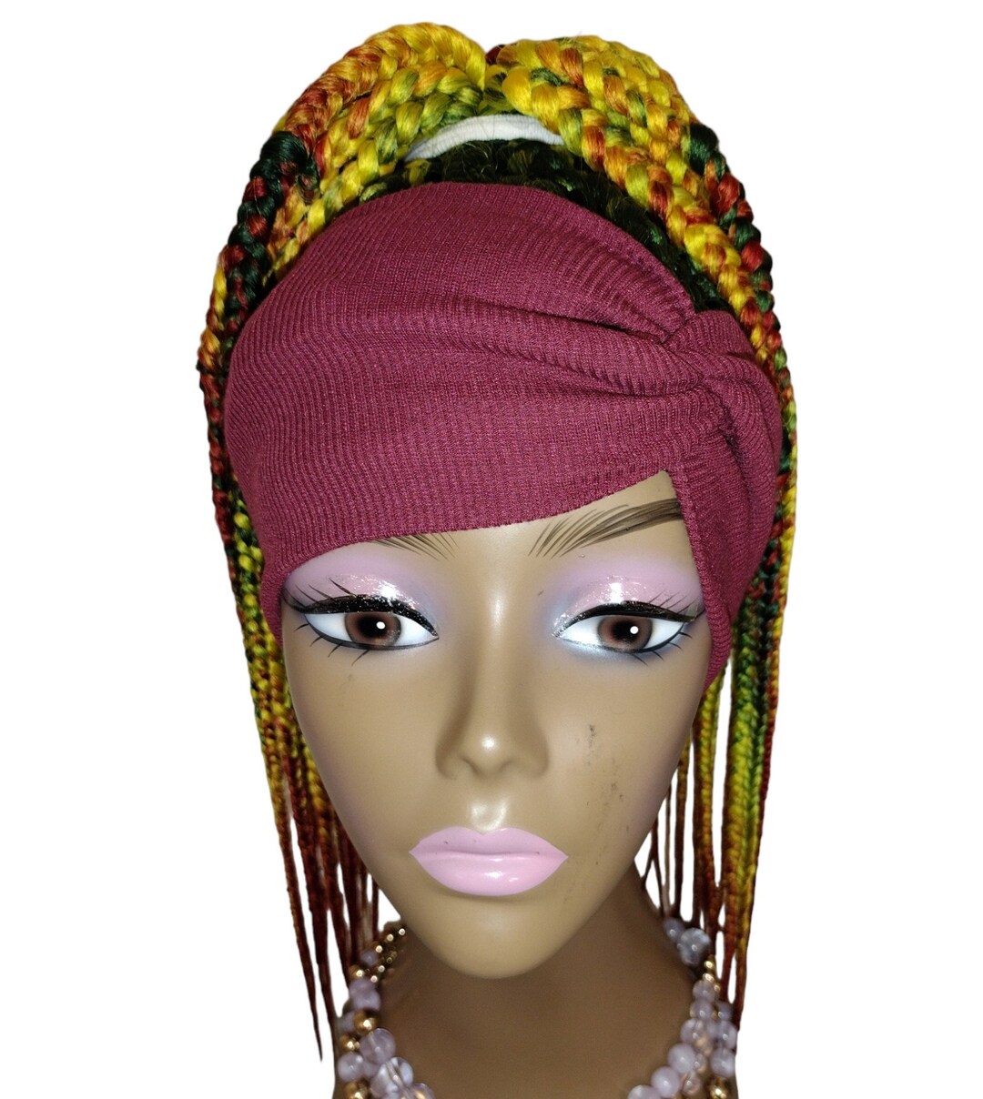 Braided Wig Headband Wigs Box Braid With Headband Attached Etsy