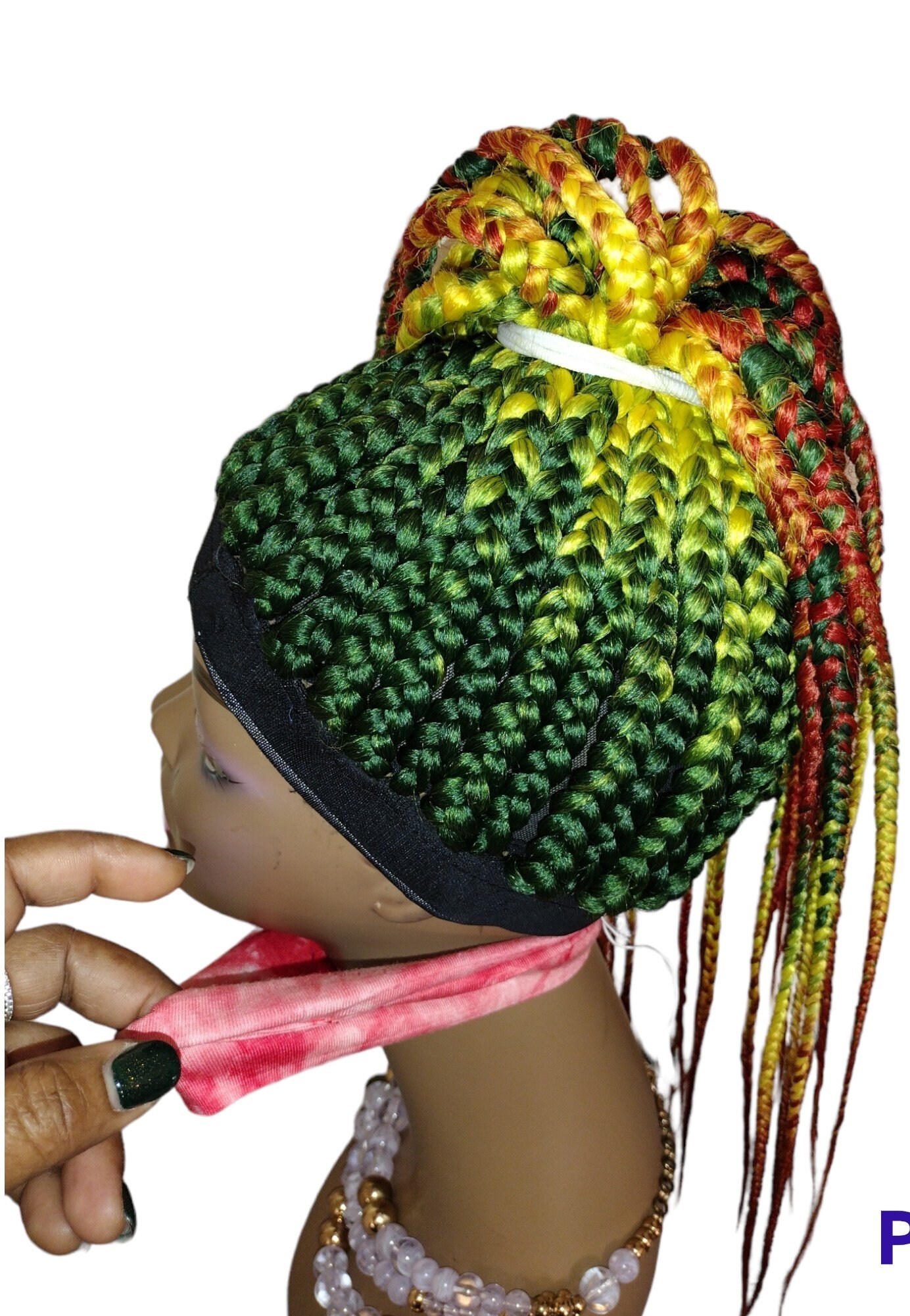 Braided Wig Headband Wigs Box Braid With Headband Attached Etsy
