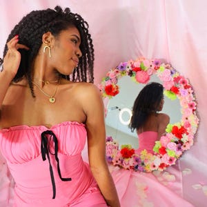 Romantic Tube Top w/ Velvet Bow Detailing (Women’s Top, Womenswear, Coquette, Ballet Core, Y2K, Handmade, Women’s Clothing)