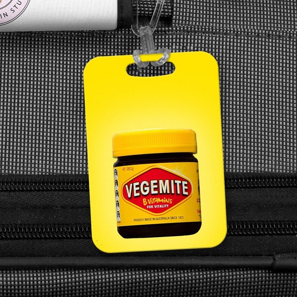 Vegemite, Twisties, Kookaburra Australian Luggage Bag Tags with your name & contact details qr code option ,shipped free to USA addresses