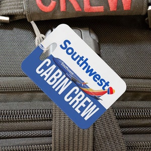 Southwest Air Lines  CABIN CREW / Flight Attendant Luggage Tags, shipped free - choose logo or B737 , horizontal or vertical bag tags