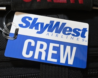 SKYWEST CREW Luggage Tags with your name and contact details... qr code option... , shipped free to USA  addresses