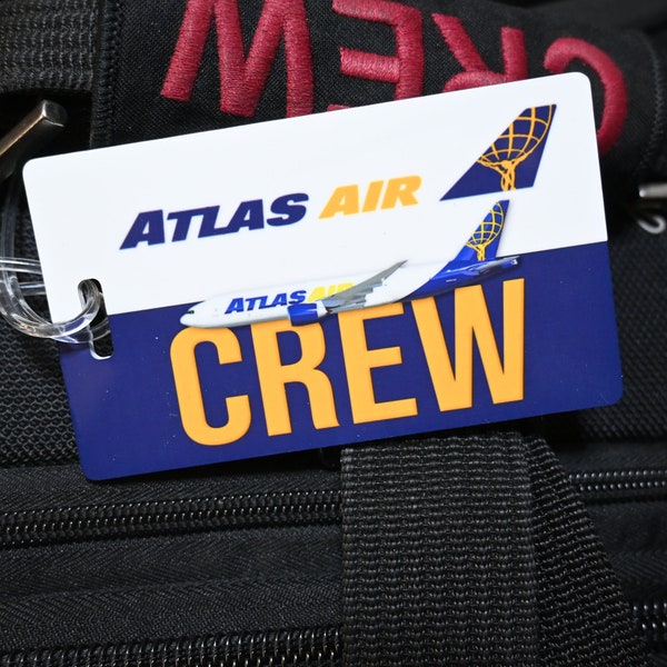 Etiquetas de equipaje Atlas Air CREW, enviadas GRATIS, etiquetas B747, B777, B767