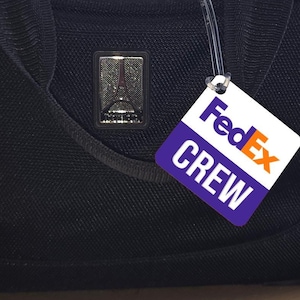 Petite étiquette de sac ou porte-clés FEDEX CREW. Personnalisation avec vos coordonnées, livraison gratuite aux États-Unis.