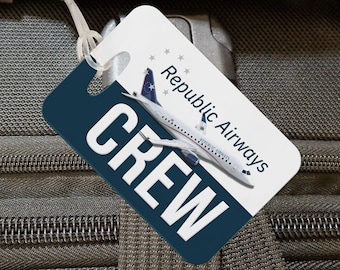 Republic Airways CREW Luggage bag Tags, shipped free from the USA ,  E175 or Logo only themed tags