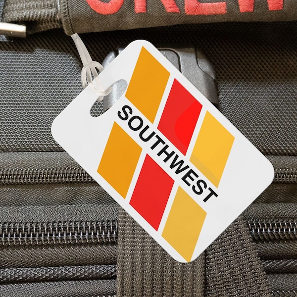 Southwest Airlines RETRO 67-71  Logo Luggage Bag Tags with your name & contact details qr code option ,shipped free to USA addresses