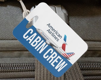 American Airlines CABIN CREW Luggage Tags, shipped free - choose logo or with logo or B737 , A320,  B777, B787 bag tags