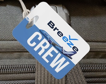 Breeze Airways CREW Luggage bag Tags, shipped free, logo,  A220, E195 themed tags