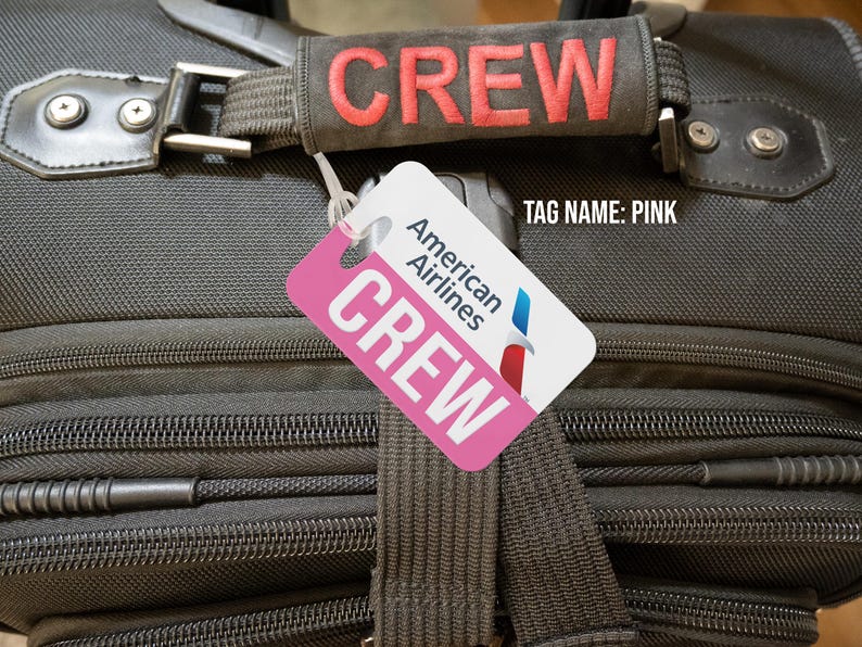 aa american airlines crew baggage luggage tag, for american airlines pilots, cabin crew, flight attendants a320 tag, b787 b777 b737 . PINK background tag