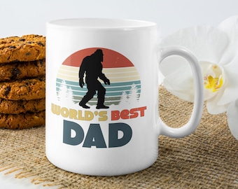 World’s Best Dad Mug with YETI - FUN Retro  Father’s Day Gift - Vintage Dad Coffee Cup - New Dad gift - First Father's Day Gift - CUP