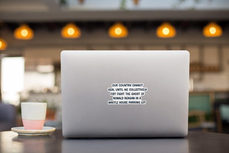 Our country cannot heal until we collectively fist fight the ghost of Ronald Reagan in a Waffle House parking lot  - text sticker