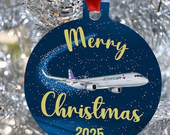 American Airlines Merry Christmas 2025, Happy Holidays 2025, Happy Hanukkah ornament  2 sided and ships FREE to USA !