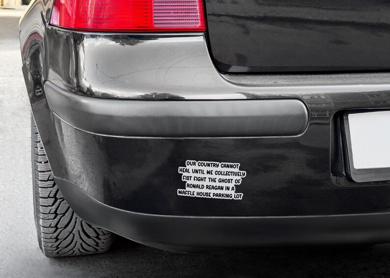 Our country cannot heal until we collectively fist fight the ghost of Ronald Reagan in a Waffle House parking lot  - text sticker