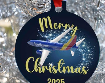 Southwest Airlines Merry Christmas 2025, or Happy Holidays 2025, Happy Hanukkah Christmas Decor  2 sided and ships FREE to USA !
