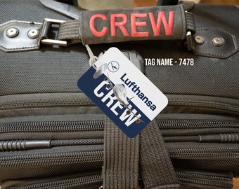 Lufthansa Airlines CREW luggage Bag Tags with your name contact details  or qr code option Multiple styles