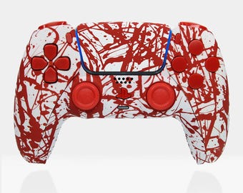 Bloodbath PS5 Controller Killscreen | Custom Sony DualSense with Blood Splatter Grip for PS5 & PC, Bloody Design, Modded Controller