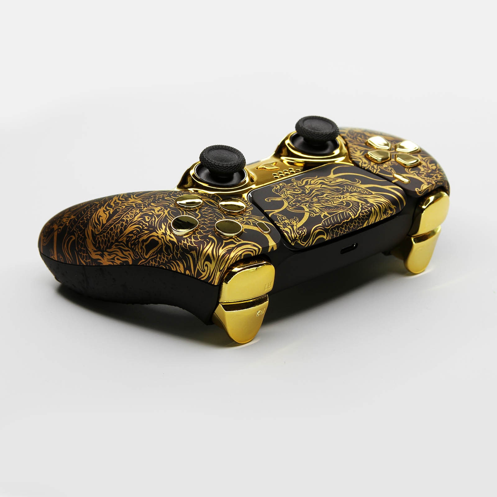 Golden Dragon PS5 コントローラー - Killscreen Chrome Gold & Black