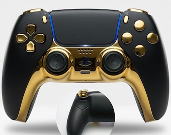 NOX AURUM™ Gouden PS5-controller - Chroomgoud & Zwart Killscreen Custom Pro DualSense Modded Controller voor PlayStation 5, Gamercadeau