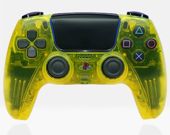 Lemon Yellow PS5 Controller - Killscreen Esports Clear Retro DualSense, Competition Grade, Custom, PS2, Gamer Gift, Pro Controller