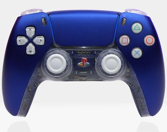 Custom PS5 Controller Nova Circuit Cobalt Blue, Clear Retro DualSense by Killscreen, Transparent Design, Gamer Gift, Pro Esports Controller