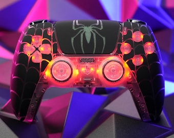 Ghost Weaver Spiderman RGB LED PS5 Controller Limited Edition Anime Sony DualSense, Custom Modded Gaming Accessory, Miles Morales Venom
