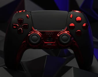 Red Chrome PS5 Controller BLOOD//RITE X9 Killscreen PlayStation 5 Wireless Modded Esports Pro DualSense Matte Black