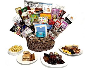 Gift Basket hand-crafted with chocolate cookies candy and snacks