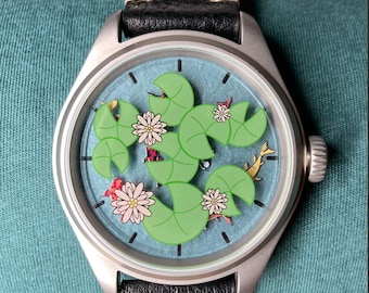 Fishpond Watch Luxe uniek analoog Koi-polshorloge A DayDreamer's TimePeace Microbrand Watch Company