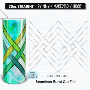 Weaved V Split Burst Tumbler Template für 20oz Skinny Straight/ Makerflo/ Hogg - SVG DXF PNG Korbgeflecht