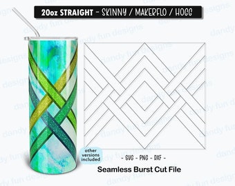 Weaved V Split Burst Tumbler Template für 20oz Skinny Straight/ Makerflo/ Hogg - SVG DXF PNG Korbgeflecht