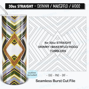 Boujee Bouji Diamonds Burst Tumbler Template for 30oz Skinny Straight/ Makerflo/ Hogg - SVG DXF PNG basketweave v-split tumbler