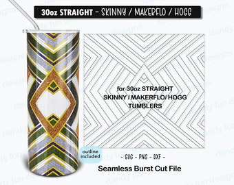 Boujee Bouji Diamonds Burst Tumbler Template für 30oz Skinny Straight/ Makerflo/ Hogg - SVG DXF PNG Korbgeflecht V-Split Becher