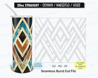 Marschierende V-split Burst Tumbler Template für 20oz Skinny Straight/ Makerflo/ Hogg Becher - SVG DXF PNG