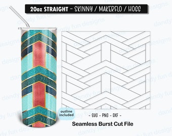 Straight Up Burst Tumbler Template für 20 Unzen Skinny Straight/ Makerflo/ Hogg Becher - SVG DXF PNG