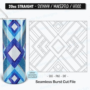 Diamond Crazy Burst Tumbler Template for 20oz Skinny Straight/ Makerflo/ Hogg tumblers - SVG DXF PNG