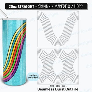 Rollercoaster Rainbow Ride Burst Tumbler Szablon dla 20oz Skinny Straight/ Makerflo/ Hogg - SVG DXF PNG