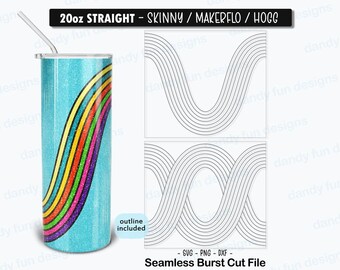 Rollercoaster Rainbow Ride Burst Tumbler Template for 20oz Skinny Straight/ Makerflo/ Hogg - SVG DXF PNG