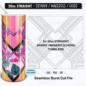 Elegantly Confident Burst Tumbler Template for 30oz Skinny Straight/ Makerflo/ Hogg tumblers - SVG DXF PNG