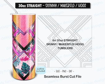 Elegantly Confident Burst Tumbler Template for 30oz Skinny Straight/ Makerflo/ Hogg tumblers - SVG DXF PNG