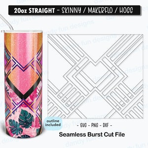Elegantly Confident Burst Tumbler Template for 20oz Skinny Straight/ Makerflo/ Hogg tumblers - SVG DXF PNG